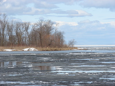 hielo, Lago, Mille, Lacs, Minnesota, azul, agua