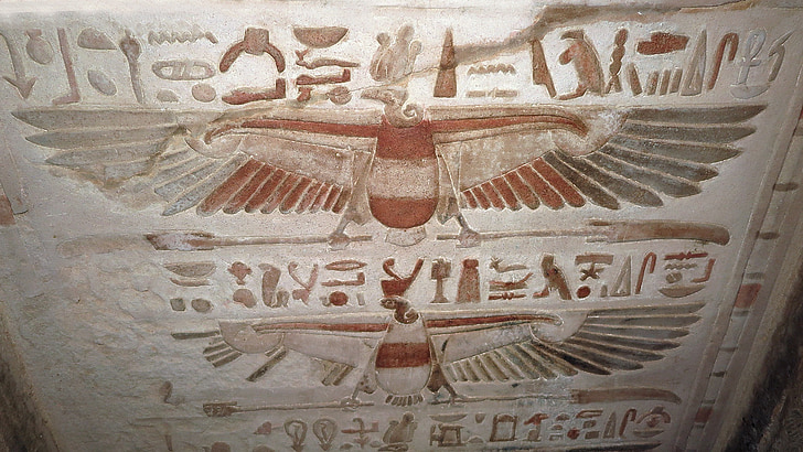 hieroglif, kuno, Mesir, Kom ombo, cat, Candi, Mesir