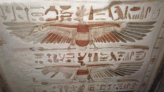hiërogliefen, oude, Egypte, Kom ombo, verf, Tempel, Egyptische