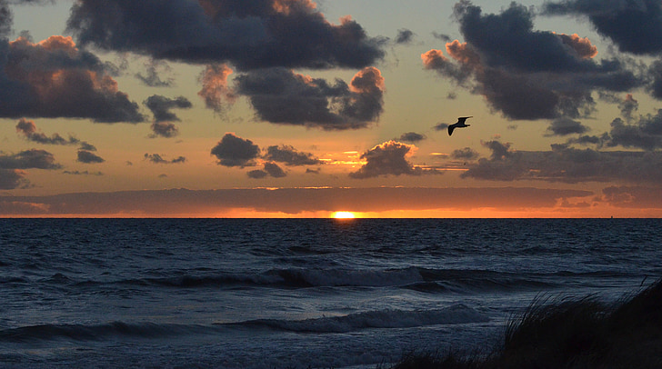 posta de sol, Mar, cel, natura, oceà, platja, l'estiu