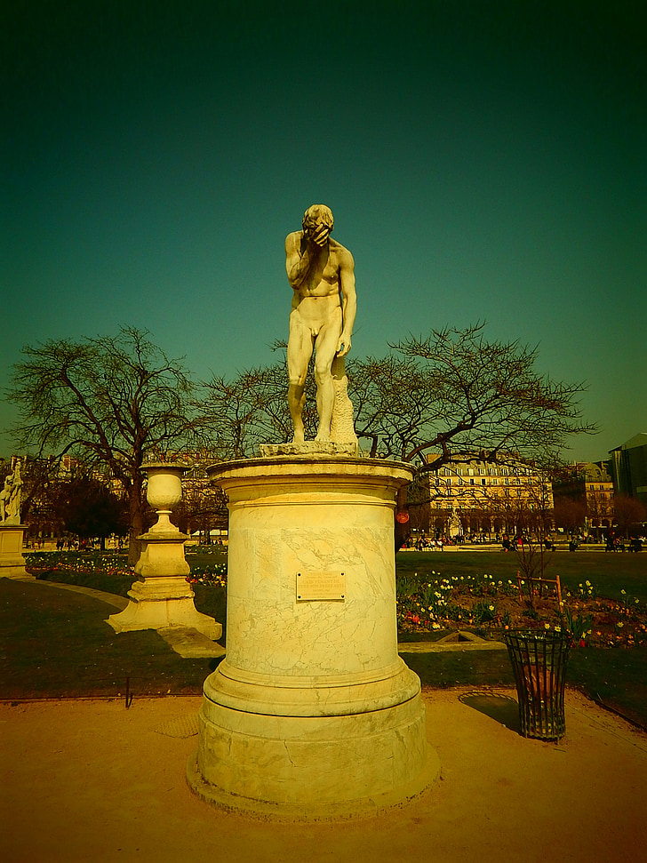 París, estatua de, Francia, Parque, lugar famoso, arquitectura, Monumento