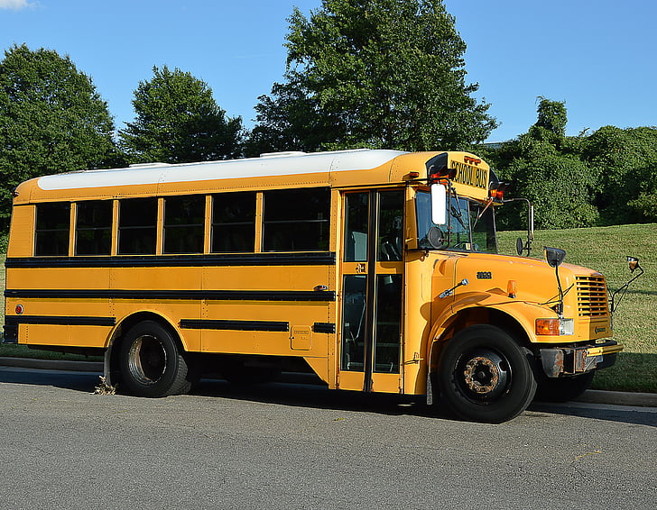 Amerika, rumena, šolski avtobus, avtobus, izobraževanje, kopenska vozila, prevoz