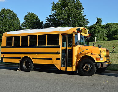 アメリカ, イエロー, 学校のバス, バス, 教育, 車両の土地, 交通