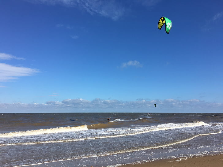 plajă, Norfolk, zbor cu parapanta