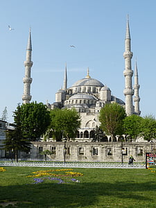 Istanbul, Turkiet, moskén, historiskt sett, Minaret, Park, Dome