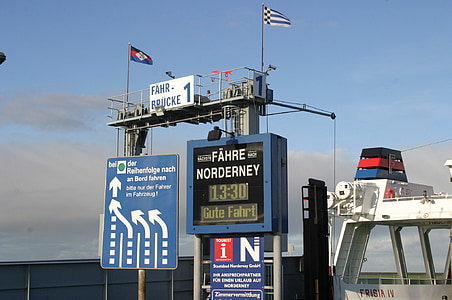 Norddeich, trajekt, Severní moře, voda, Já?, přístaviště trajektů