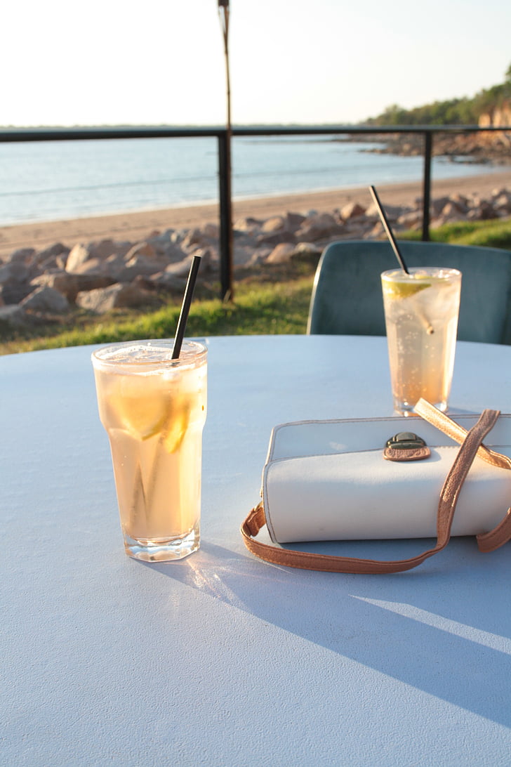 напитки, Ресторант, Дарвин, океан, крайбрежие, плаж, Австралия