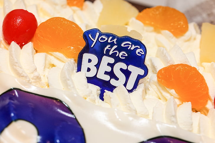 verjaardag, taart, crème, Jij bent de beste, gezegde, viering, verjaardagstaart