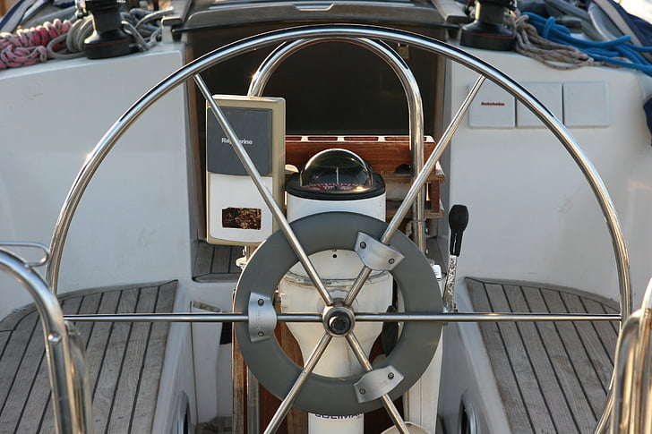 Yachting, wiel, jacht, zeilboot, stuurinrichting