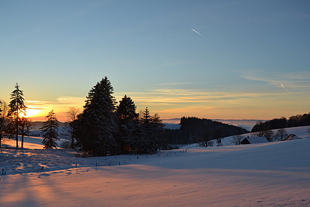 Sunset, Schwarzwald, Panorama, belysning, Sky, solrig, landskab
