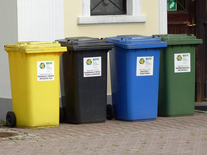 conteneurs, garbage, en participant à, écologie, couleurs, l’ordre de la, poubelle