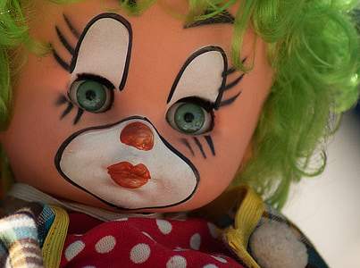 clown, doll, flea market, toys