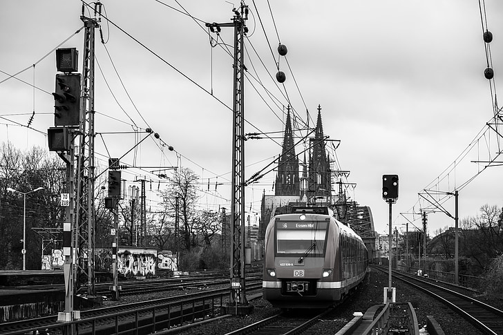 Dom, train, Cathédrale de Cologne, chemin de fer, s bahn, pont, pont Hohenzollern