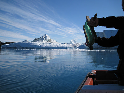 Groenland, de opgenomen, jakobshavn, ijsbergen