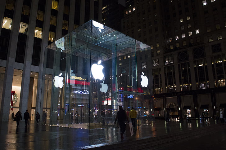 Apple center, New York-i, Fifth Avenue, Manhattan, Amerikai Egyesült Államok, Egyesült Államok, építészet
