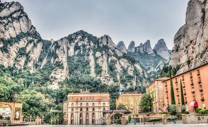 Montserrat, hegyek, Spanyolország, Katalónia, Barcelona, kolostor, turizmus