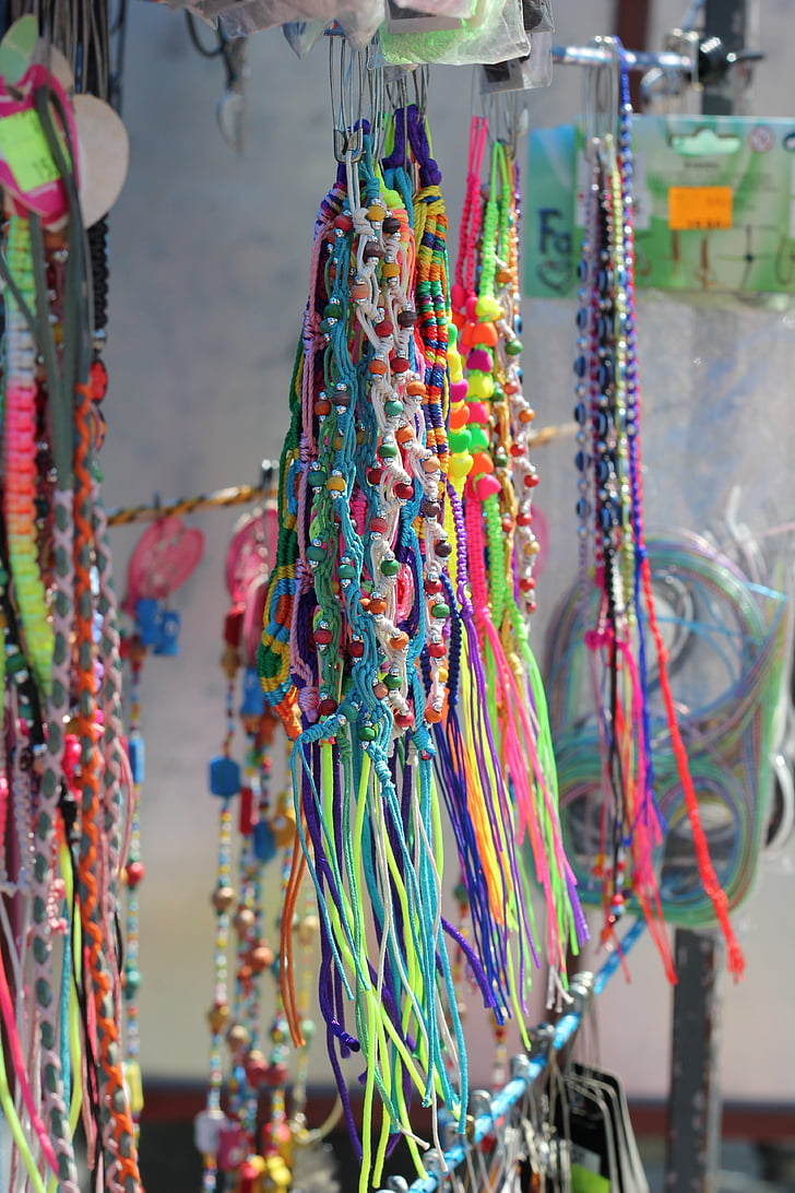 mercado, collares, colorido, decoración, brillante, brillante, cadena