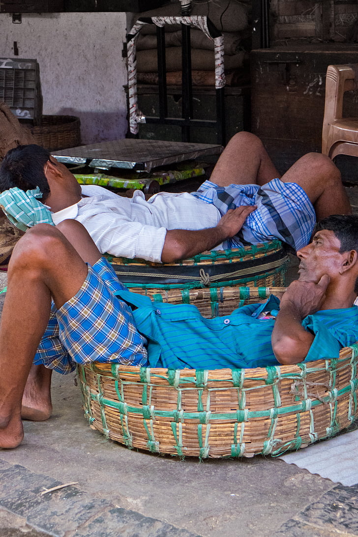 インド人, 睡眠, nap, 労働者, stallholders, インド