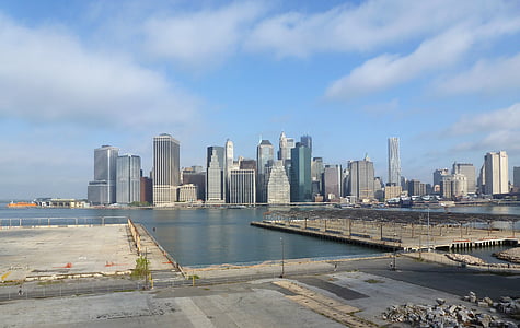 Brooklyn, Bridge, Pier, Port, Harbor, vee, New york city