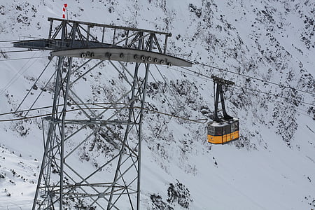 Kolejka linowa, gondola, śnieg, Oberstdorf, Foghorn, zimowe