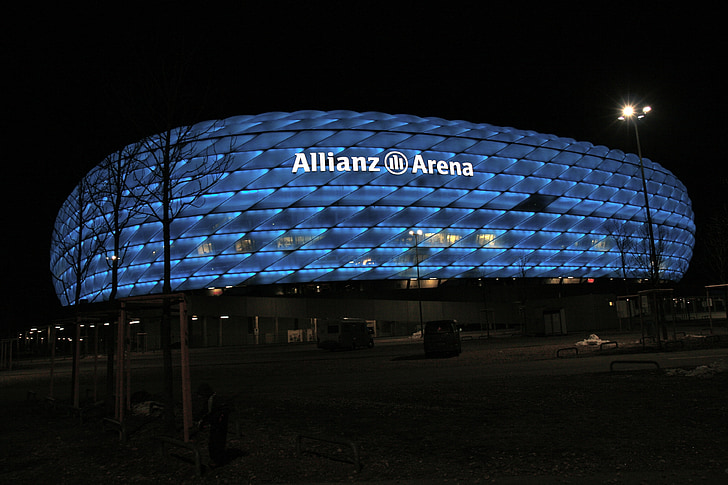 Baviera, Munique, Alemanha, Arena, futebol, à noite