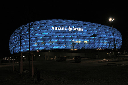 Bayern, München, Tyskland, Arena, fotball, natt