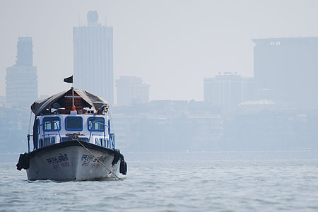 лодка, Мумбай, залив, Азия, океан