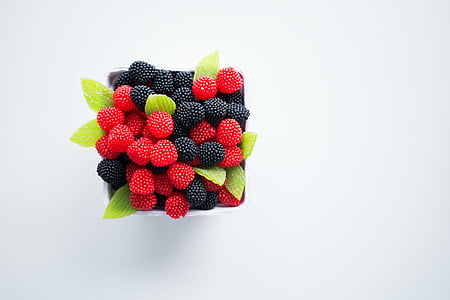 浆果, 黑莓, 美味, 水果, 健康, 高角度拍摄, 叶子