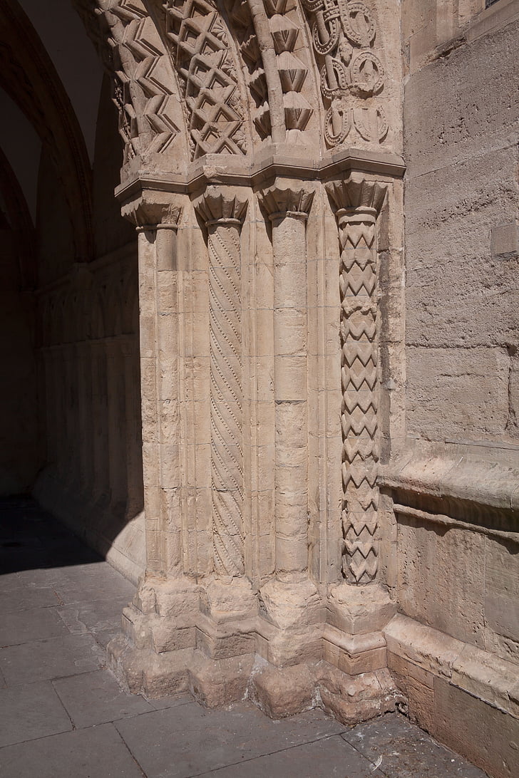 columnar, Norman, caseta de vigilancia, ornamento de, entrada, paso, decorado