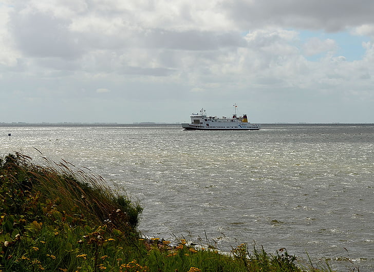 Ferry, car-ferry, Borkum, transport maritime, transport par eau, marine marchande, Côte