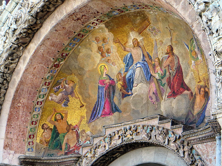 Venise, Basilique san marco, mosaïque, tympan