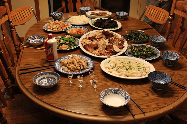 Thanksgiving, kinesisk, fest, sæson, mad, fest, Festival