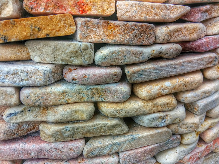 Stein, Steinmauer, rustikale, Italien, Kiesel, Schichten