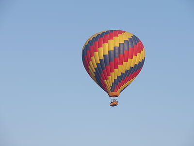 balionas, dangus, karšto oro balionu, skristi, karšto oro balionas važiuoja, automobiliu, mėlynas dangus