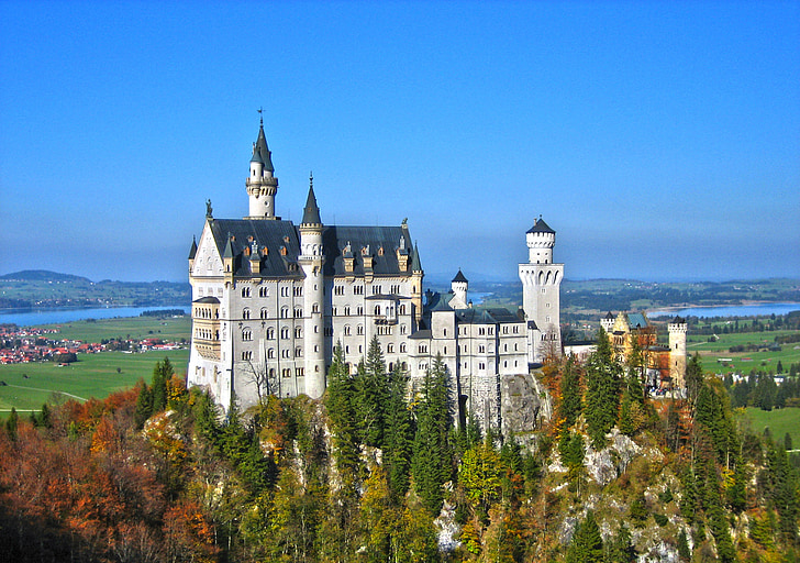 Neuschwanstein-slottet, Castle, Kristin, Allgäu, Fairy castle, Füssen, Bayern