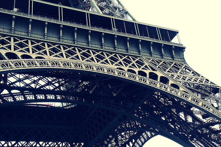 arhitektura, Eifflov stolp, Francija, mejnik, Pariz, perspektive, turistična atrakcija