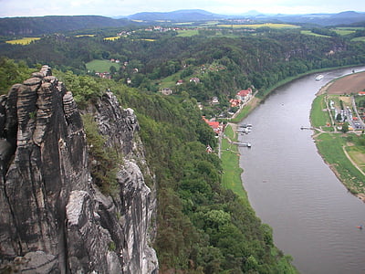 Elbe, rivier, schip, verzending, Panorama, Elbsandsteingebergte, Rock