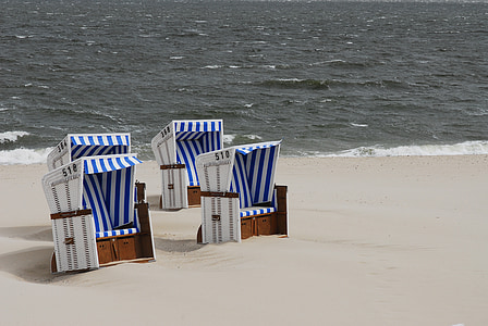 шезлонг, пляж, праздник, мне?, Балтийское море, Северное море, холодная