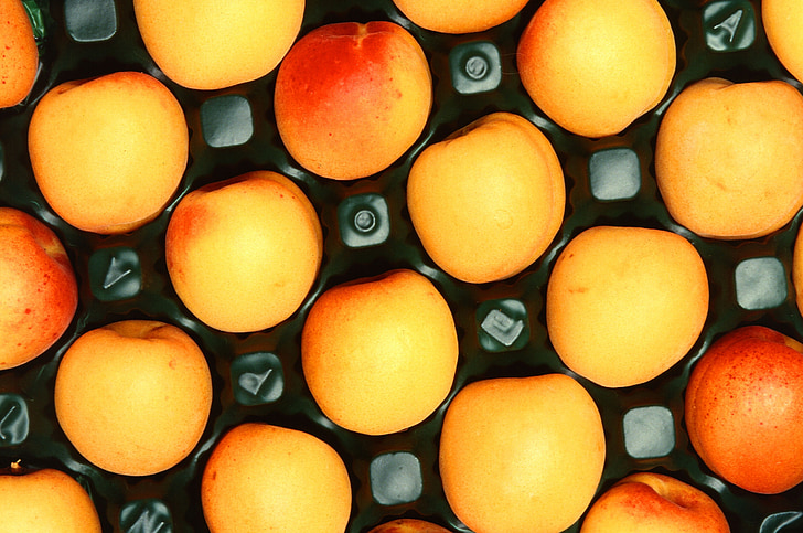 aprikot, buah, matang, memilih, peti, Makanan, sehat