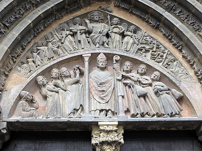 Elsass, Colmar, Kirche, Saint-martin, Trommelfell, Skulptur, Architektur