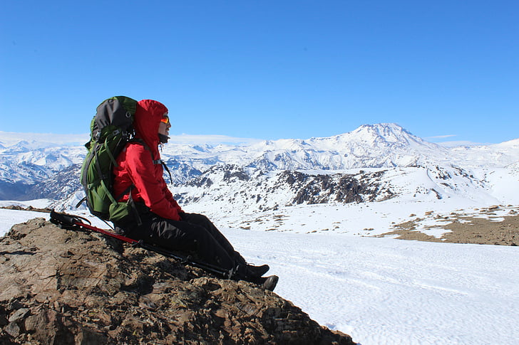 gorskih, hladno, pozimi, planinarjenje, Andes, sneg