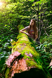 daba, meitene, meža, stāsts, koks