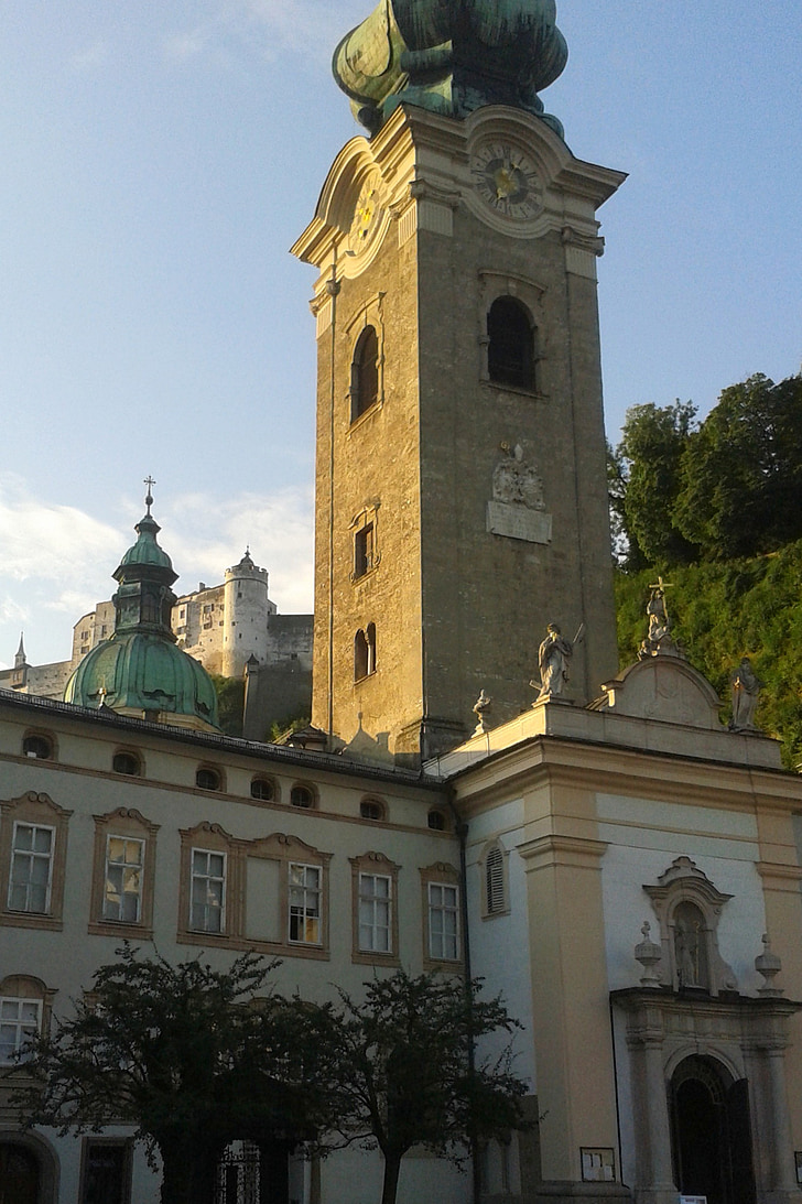 Kirchturm, St. peter, Salzburg, Kirche, Kloster, Festung, Festung Hohensalzburg