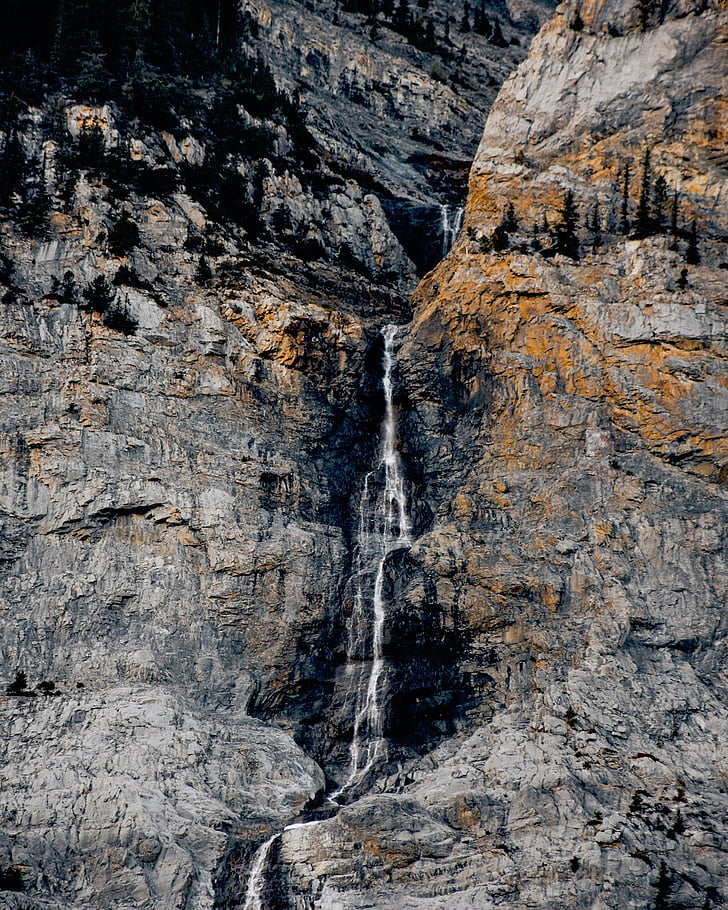 natuur, Rocky, Bergen, bomen, watervallen, Rock - object, Cliff