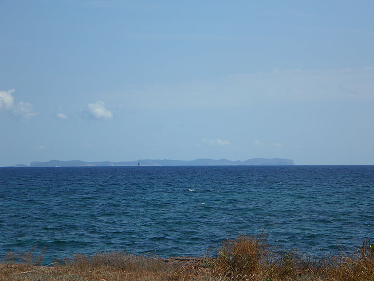 Horizon, zee, Cabrera, eiland, land in zicht, water, Oceaan