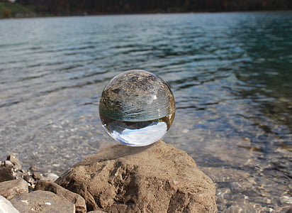 palla, luce, il mirroring, circa, sfera di vetro, trasparente, riflessione