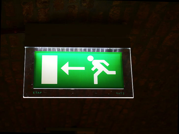 emergency exit, output, escape, flights, board, light board, exit