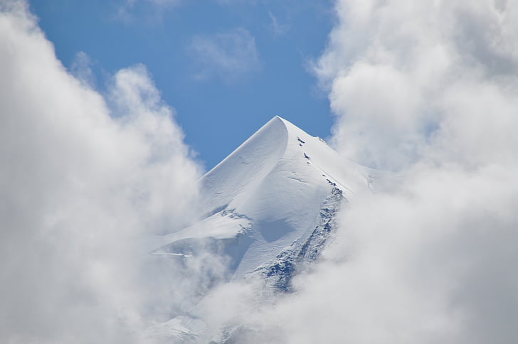 Cumbre de, nubes, Suiza, nieve, gran, montañas