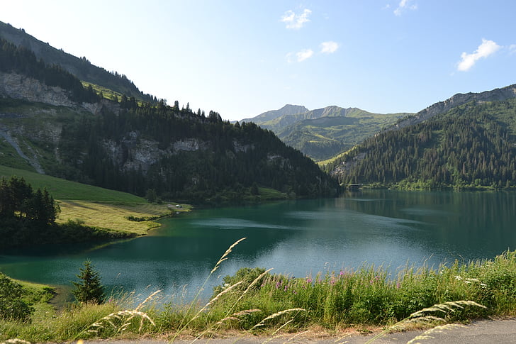 Lac, Grand mont d'arêches, Szavoja, Franciaország, természet, tó, hegyi