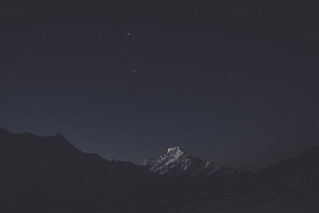 dark, night, sky, mountain, landscape, hill, star - Space